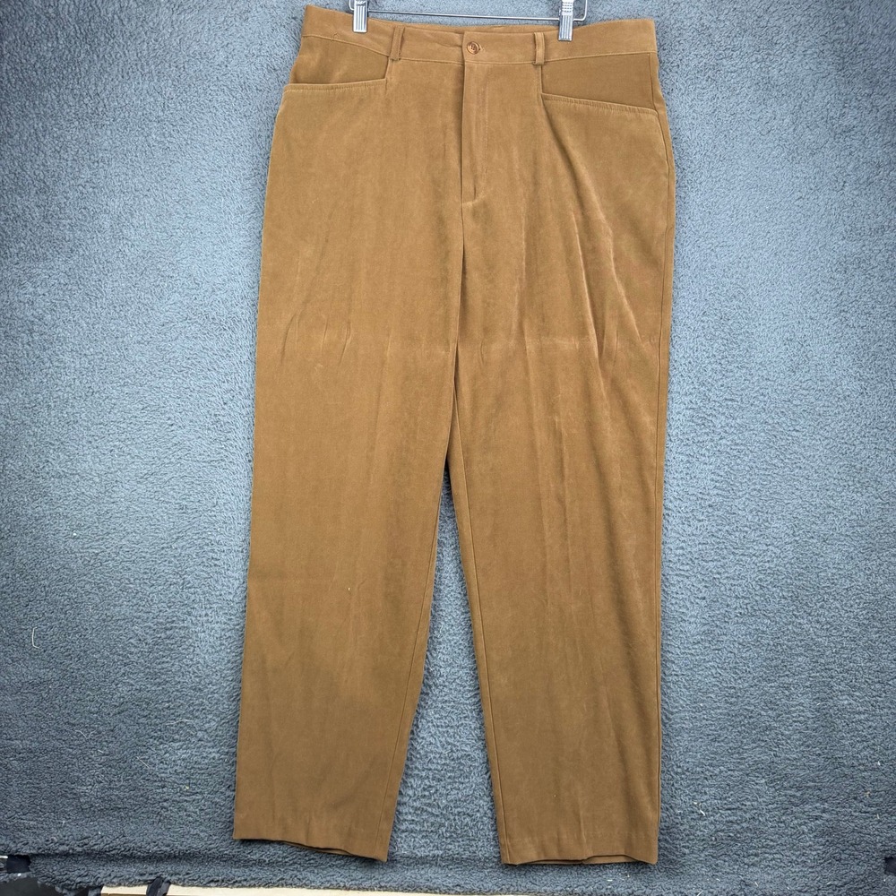 David Paul New York Vintage Brown Faux Suede Tapered Pants Size 18 Made in‎ USA